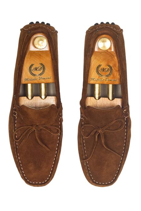 Domani Brown Plain Handcrafted Bow Loafers Online at Aza Fashions Domani_Brown Plain Handcrafted Bow Loafers _Online_at_Aza_Fashions
