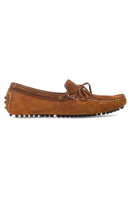 Buy Domani Brown Plain Handcrafted Bow Loafers Online at Aza Fashions Buy_Domani_Brown Plain Handcrafted Bow Loafers _Online_at_Aza_Fashions