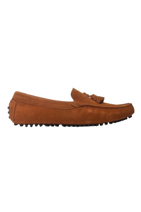 Buy Domani Brown Tassel Suede Loafers Online at Aza Fashions Buy_Domani_Brown Tassel Suede Loafers _Online_at_Aza_Fashions