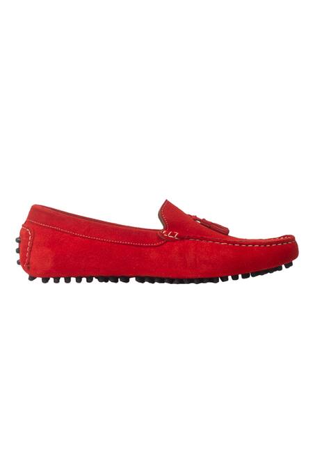 Buy Domani Red Tassel Suede Loafers Online at Aza Fashions Buy_Domani_Red Tassel Suede Loafers _Online_at_Aza_Fashions