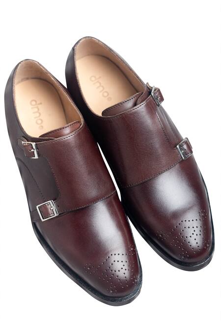 Buy Dmodot Brown Handcrafted Double Strap Monks Online at Aza Fashions Buy_Dmodot_Brown Handcrafted Double Strap Monks _Online_at_Aza_Fashions