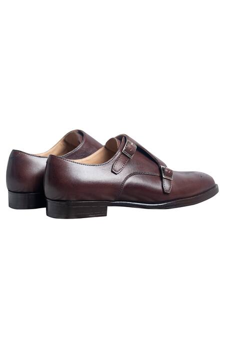 Dmodot Brown Handcrafted Double Strap Monks Online at Aza Fashions Dmodot_Brown Handcrafted Double Strap Monks _Online_at_Aza_Fashions