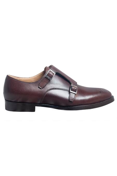 Shop Dmodot Brown Handcrafted Double Strap Monks Online at Aza Fashions Shop_Dmodot_Brown Handcrafted Double Strap Monks _Online_at_Aza_Fashions