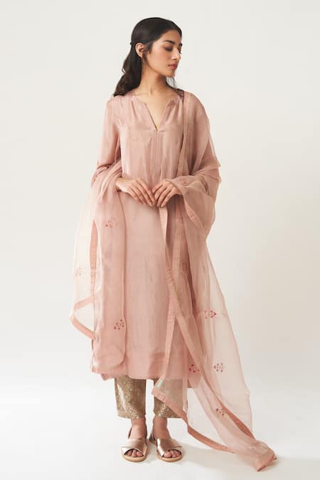Dot Habutai Silk Kurta Set 