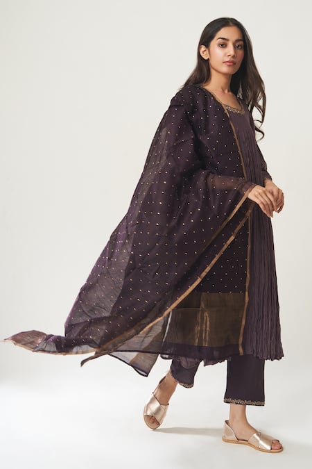 Dot Gathered Anarkali Set 