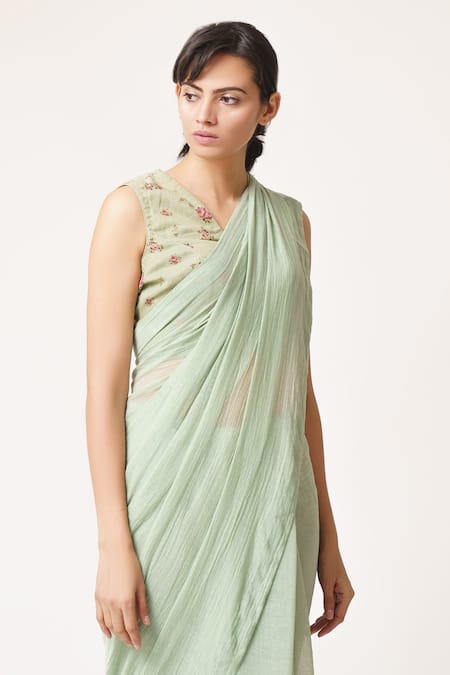 Dot Chanderi Saree with Blouse 