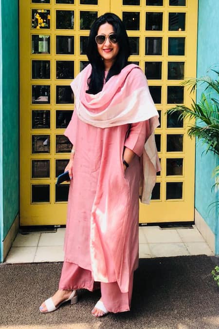 Dot Pink Silk Boat Kurta And Pant Set Online at Aza Fashions Dot_Pink Silk Boat Kurta And Pant Set _Online_at_Aza_Fashions