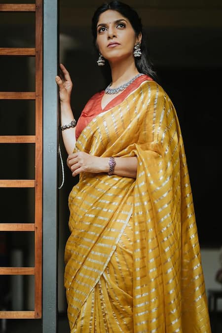 Dot Handwoven Chanderi Saree with Silk Blouse 
