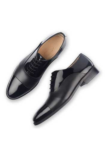 Shop Luxoro Formello Black Hand Painted Cap Toe Oxfords at Aza Fashions Shop_Luxoro Formello_Black Hand Painted Cap Toe Oxfords _at_Aza_Fashions
