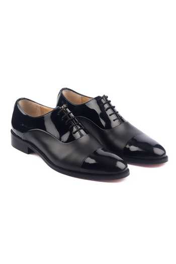 Buy Luxoro Formello Black Hand Painted Cap Toe Oxfords at Aza Fashions Buy_Luxoro Formello_Black Hand Painted Cap Toe Oxfords _at_Aza_Fashions