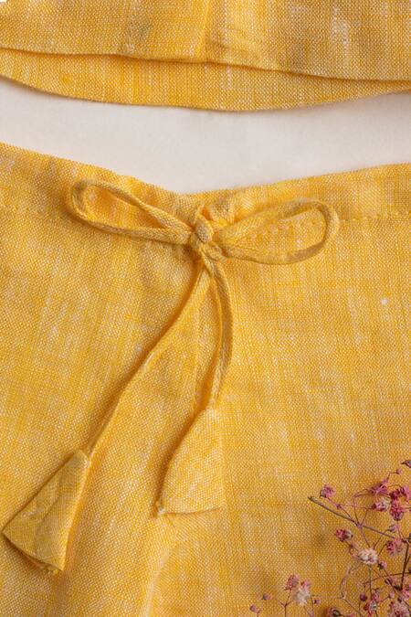 Buy_Laadlo_Yellow Linen Sunshine Kurta And Pant Set_Online_at_Aza_Fashions