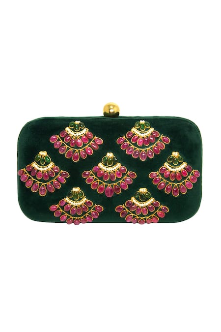 Dzior Perl Zambian Emerald Embellished Clutch 