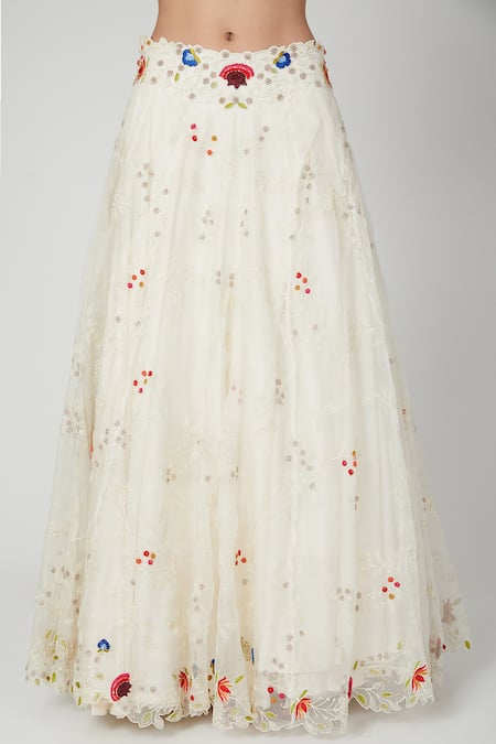 Priyanka Jain White Organza, Chanderi Embroidered Lehenga Set Online at Aza Fashions Priyanka Jain_White Organza, Chanderi Embroidered Lehenga Set _Online_at_Aza_Fashions