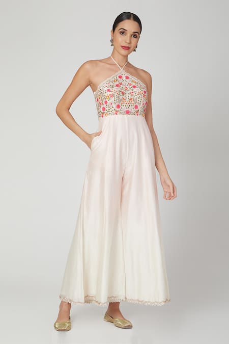 Priyanka Jain Chanderi Embroidered Jumpsuit 
