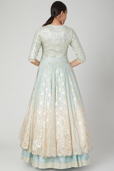 Priyanka Jain Sequin Embroidered Chanderi Kurta Lehenga Set 