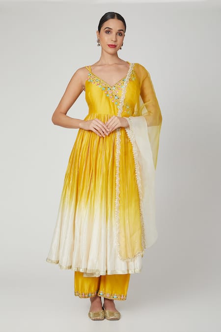 Priyanka Jain Chanderi Embroidered Angrakha Set 