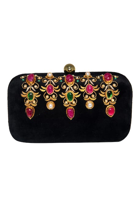 Dzior Perl Ruby Embellished Clutch 