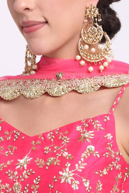 Shop_Priyanka Jain_Pink Dupion, Georgette And Net Lining Shantoon Cutdana, Sequin Kurta Sharara Set _Online_at_Aza_Fashions