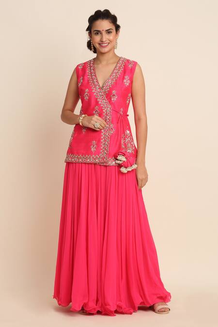 Buy Priyanka Jain Pink Dupion, Georgette And Net Lining Shantoon Cutdana, Sequin Kurta Lehenga Set Online at Aza Fashions Buy_Priyanka Jain_Pink Dupion, Georgette And Net Lining Shantoon Cutdana, Sequin Kurta Lehenga Set _Online_at_Aza_Fashions