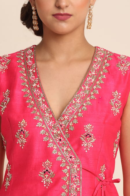 Shop Priyanka Jain Pink Dupion, Georgette And Net Lining Shantoon Cutdana, Sequin Kurta Lehenga Set Online at Aza Fashions Shop_Priyanka Jain_Pink Dupion, Georgette And Net Lining Shantoon Cutdana, Sequin Kurta Lehenga Set _Online_at_Aza_Fashions