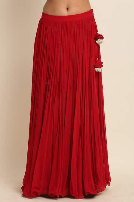 Priyanka Jain_Red Dupion, Georgette And Organza Lining Shantoon Cutdana, Kurta Lehenga Set _at_Aza_Fashions