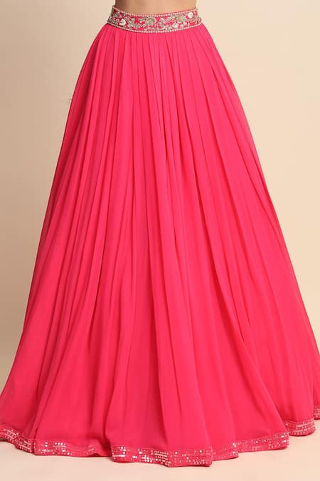 Priyanka Jain_Pink Dupion, Georgette And Organza Lining Shantoon Cutdana, Sequin & Lehenga Set _at_Aza_Fashions