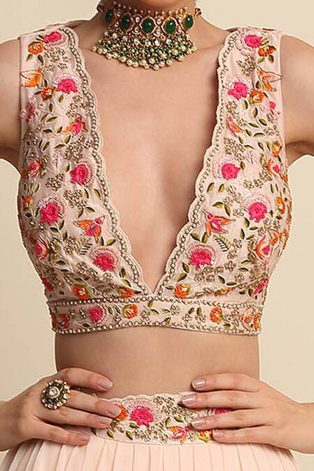 Shop_Priyanka Jain_Pink Chanderi, Georgette And Organza Lining Shantoon Cutdana, Sequin Lehenga Set _Online_at_Aza_Fashions