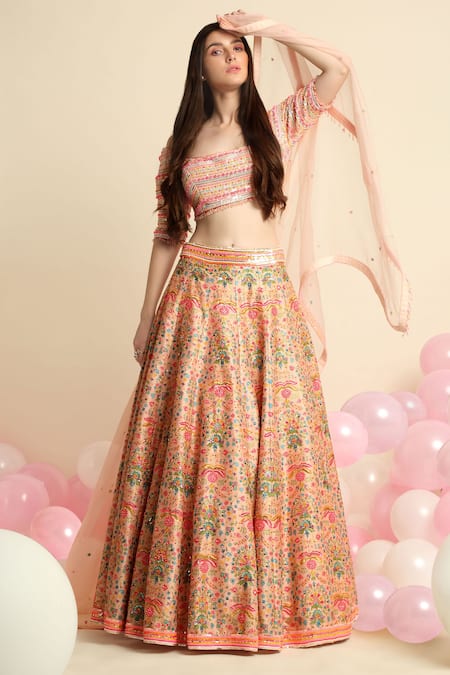 Priyanka Jain Floral Embroidered Bridal Lehenga Set 