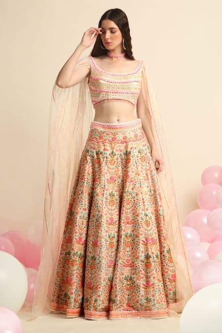 Priyanka Jain Lehenga & Cape Sleeve Blouse Set 