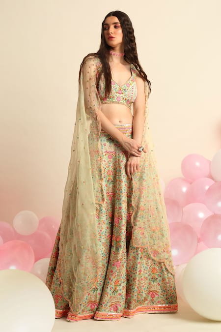 Priyanka Jain Floral Embroidered Bridal Lehenga Set 