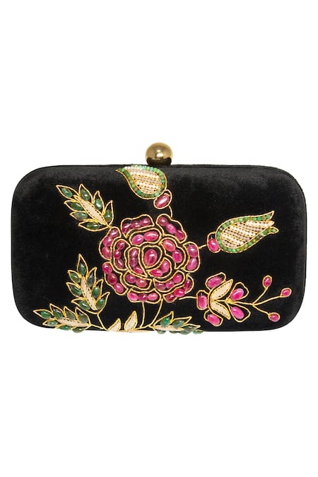 Dzior Perl Emeralds Embellished Clutch 