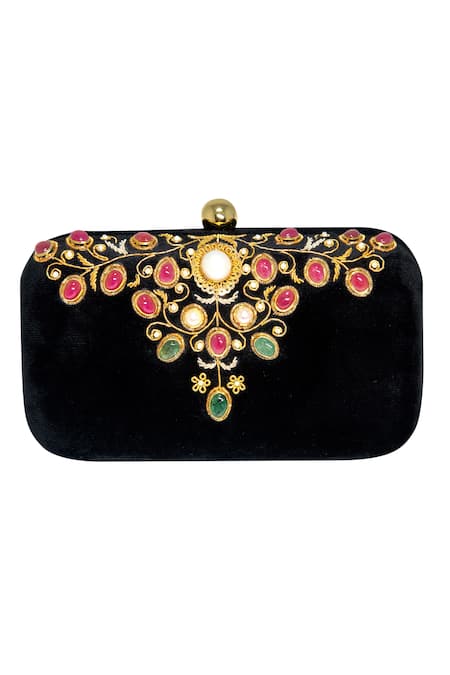 Dzior Perl Zambian Emerald Embellished Clutch 