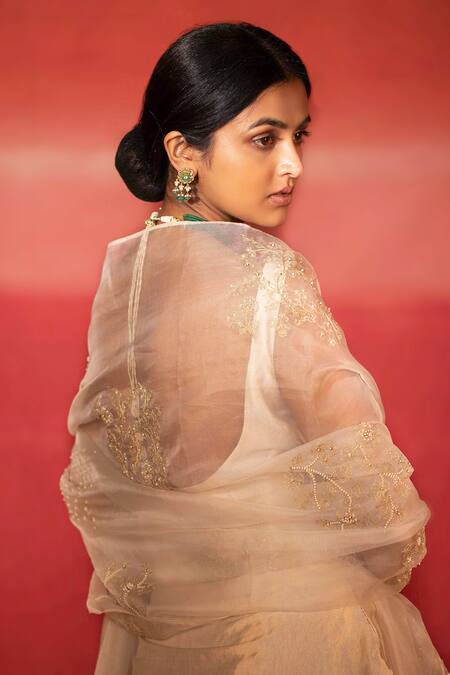 Shop Deep Thee White Silk Bead , Thread Round Embroidered Sharara Set at Aza Fashions Shop_Deep Thee_White Silk Bead , Thread Round Embroidered Sharara Set _at_Aza_Fashions