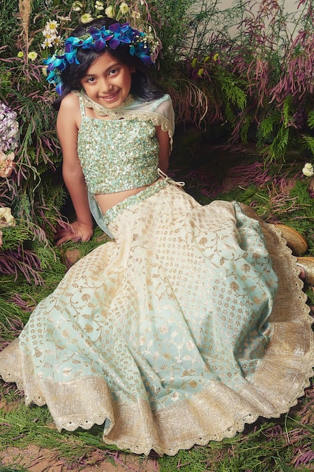 Priyanka Jain Embroidered Chanderi Lehenga Set 