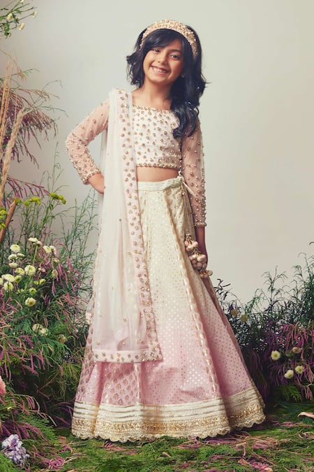 Shop Priyanka Jain White Chanderi Sequins, Pearls Embroidered Lehenga Set at Aza Fashions Shop_Priyanka Jain_White Chanderi Sequins, Pearls Embroidered Lehenga Set _at_Aza_Fashions