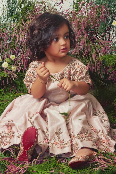 Shop Priyanka Jain Pink Silk Embroidery Gown at Aza Fashions Shop_Priyanka Jain_Pink Silk Embroidery Gown _at_Aza_Fashions