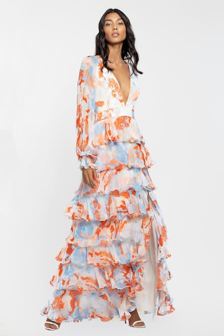 Mandira Wirk Resort Tropical Print Maxi Dress 