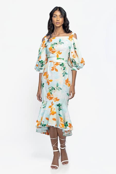 Mandira Wirk Floral Print Midi Dress 