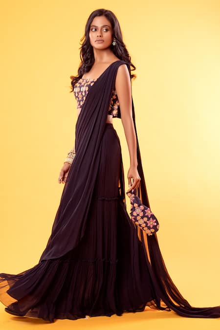 DiyaRajvvir Tiered Pre-Draped Saree Set 