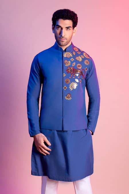 DiyaRajvvir Embroidered Bundi & Kurta Set 