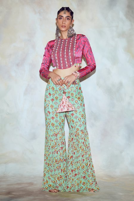 Buy Green Sharara Pants for Women Online from India's Luxury Designers 2024