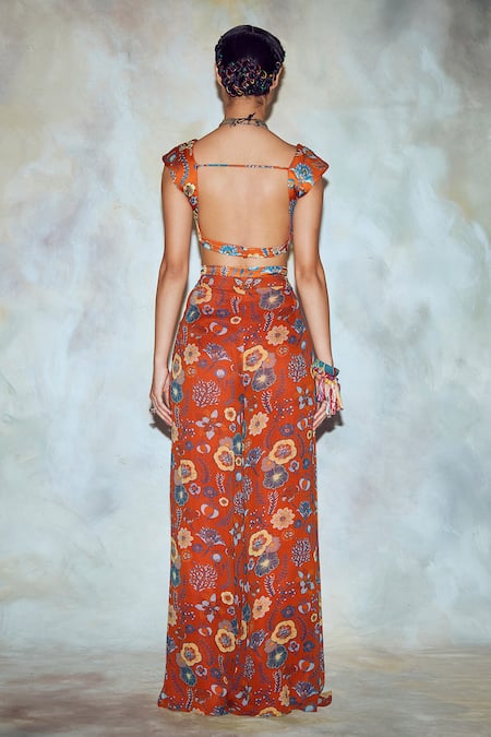 Diyarajvvir Printed Crop Top & Pant Set 