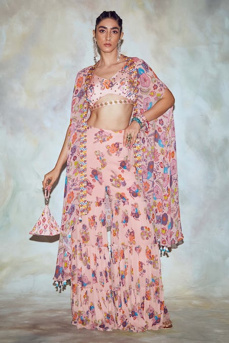 Diyarajvvir Printed Cape & Gharara Pant Set 