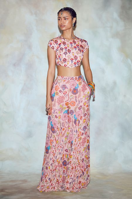 DiyaRajvvir Printed Crop Top & Pant Set 