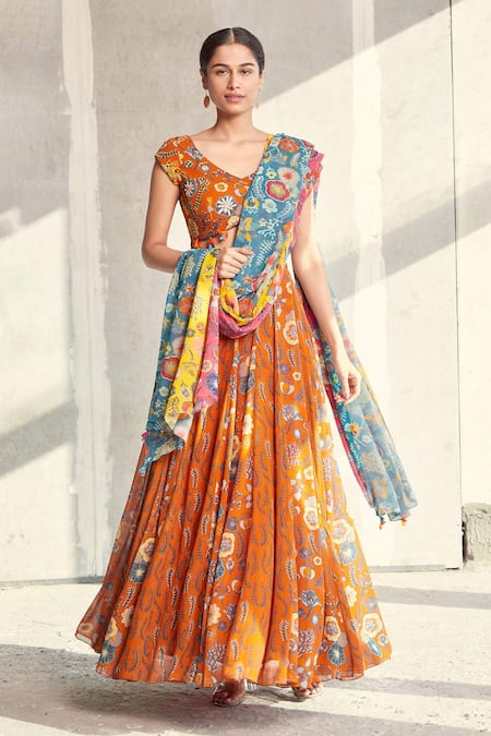 DiyaRajvvir Georgette Floral Print Lehenga Set 