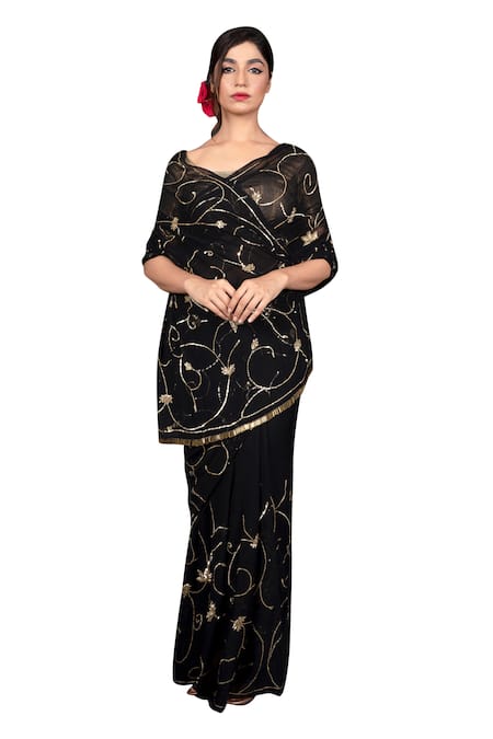 Ruar India Chiffon Embroidered Saree With Blouse 