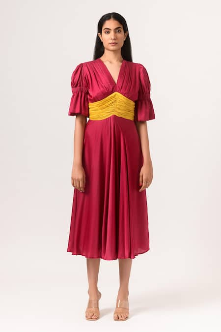 Neora By Nehal Chopra Ruched Bodice Dress 