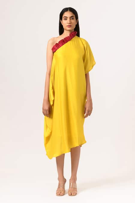 Neora By Nehal Chopra One Shoulder Draped Dress 