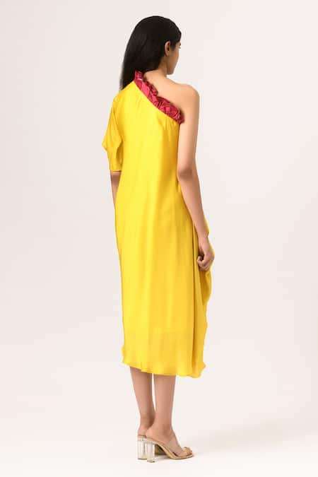 Neora By Nehal Chopra One Shoulder Draped Dress 
