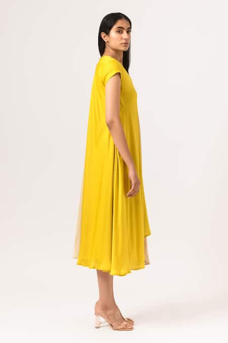 Neora By Nehal Chopra Sustainable Silk Color Block Dress 